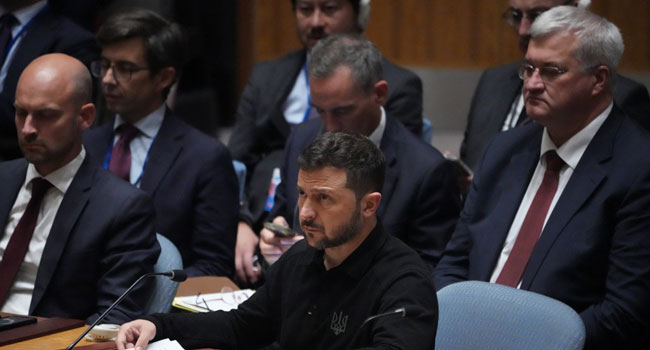 Russia ‘Can Only Be Forced Into Peace,’ Zelensky Tells UN | HowAfrica ...